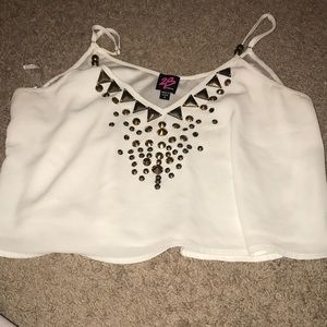 white flows crop top
